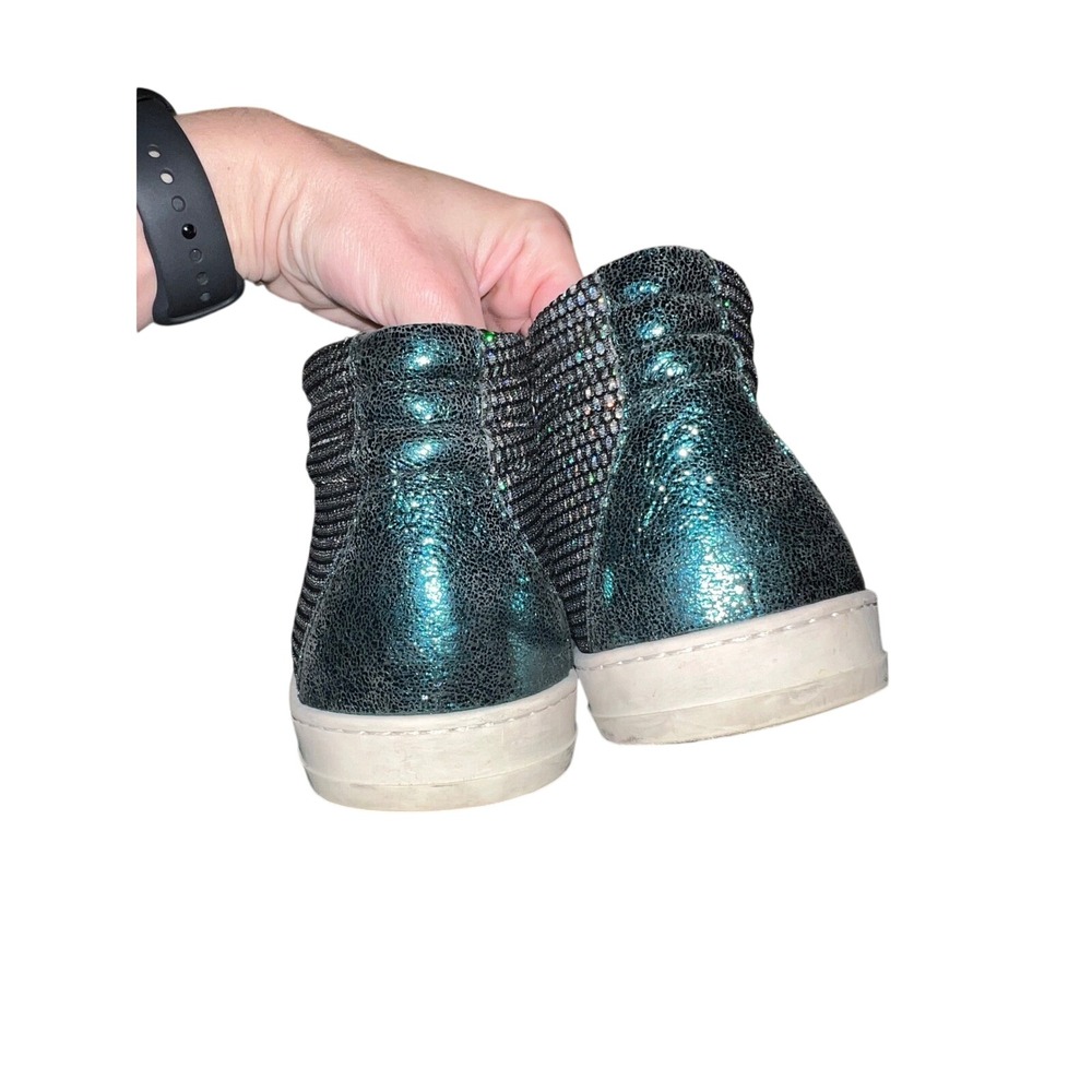 P448 John‎ High Top Sneakers Glitter Sparkle Side Zip Women Skater Streetwear 42 - Picture 4 of 10